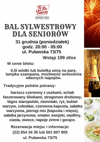 Bal Sylwestrowy Dla Seniorów Puławska 31.12.2018 r.