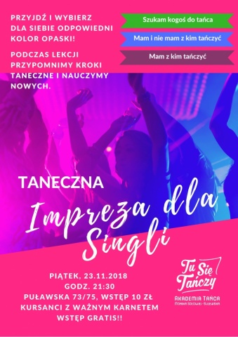 Taneczna Impreza dla Singli 23.11.2018 r.